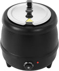 10.5QT Soup Warmers, Electric Soup Pot Commercial Soup Kettle with Stainless Steel Hinged Lid and Detachable Insert Pot, Temperature Control Knob for Restaurants and Party, Catering (Black)