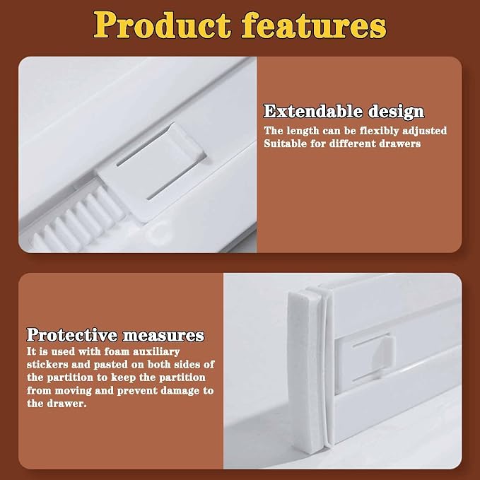 Drawer Dividers for Clothes, 3.15" High 11.34"-19.69" | Adjustable Expandable - Image 4
