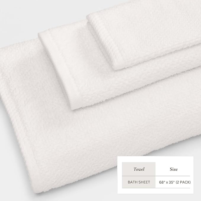 Great Bay Home 100% Cotton Oversized 2 Pack 68x35 Extra Large Towel Set - Image 4