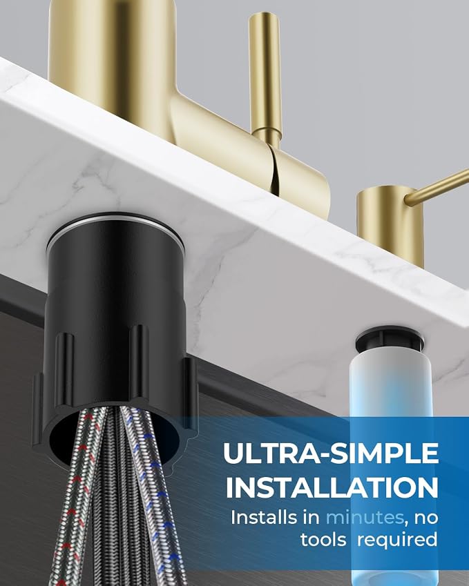 WEWE Kitchen Faucet with Soap Dispenser, Pull-Down Sprayer | 3-Mode Sprayer - Image 7