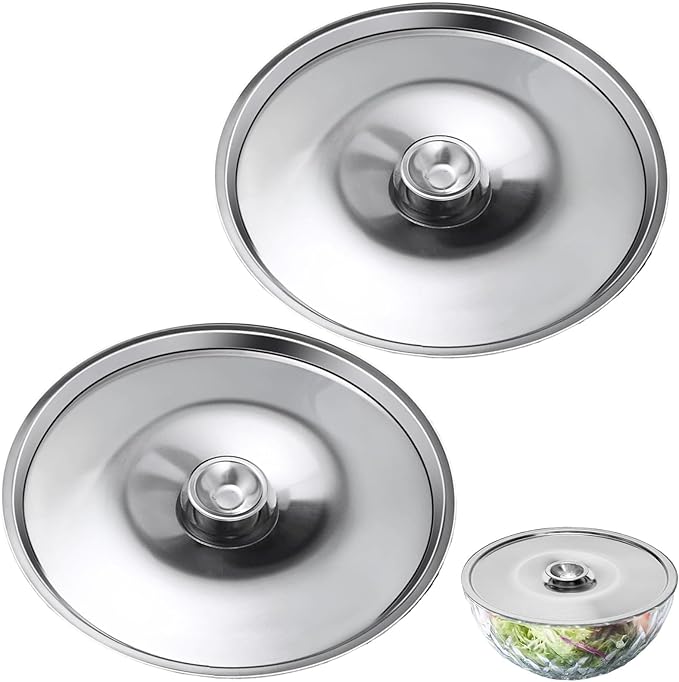 Universal Lid, 2Pcs Stainless Steel Cover Bowl 4.7Inch Mini Pan Lid Milk Pot Lid Cookware Lid Replacement Accessories for Skillets Frying Pans, 12cm