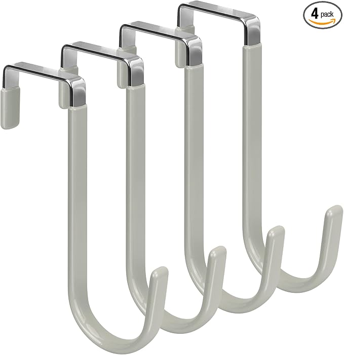 FYY Over the Door Hooks, Single-Hanger 4 Pack, Fits Doors 1 3/8" Grey | Heavy by FYY