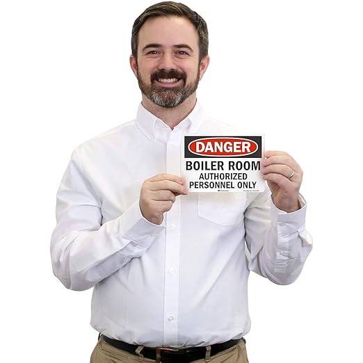 "Danger - Boiler Room, Authorized Personnel Only" Label by SmartSign | 5" x 7" 3M Reflective Laminated Vinyl