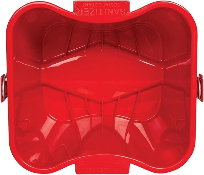 San Jamar Kleen-Pail Pro Sanitizer Pail Cleaning Bucket with Bail Handle for Cleaning, Kitchens, Restaurants, And Janitorial Use, Plastic, 6 Quarts, Red, (Pack of 12)