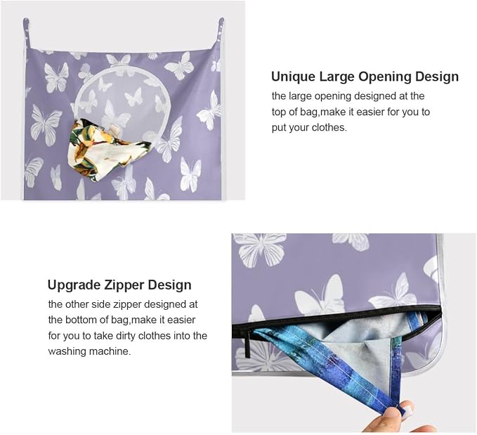 2PCS Hanging Laundry Hamper Bag Over the Door Laundry Hamper Wall Hamper Large - Image 4