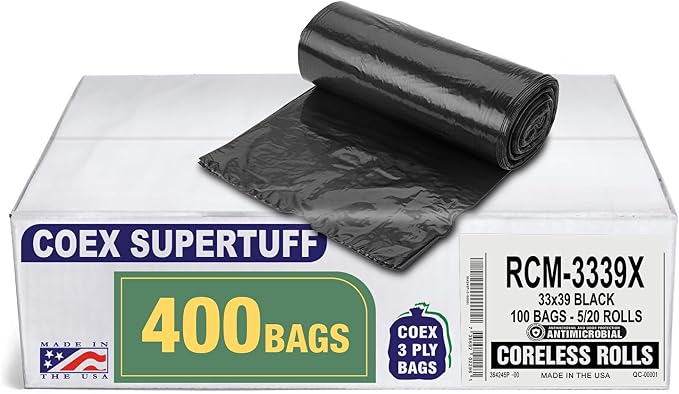 Aluf Plastics - COEX 3 Ply Garbage Bags, 33 Gallon, 1.5 Mil by AlufPlastics