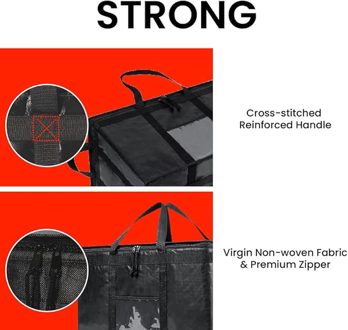 NZ home Insulated Bags for Food Delivery (3XL PRO) Grocery Shopping Cooler Bag, Pizza Delivery, Hot & Cold Catering Tote, Reusable, Foldable & Heavy Duty (4 Pack, Blue)