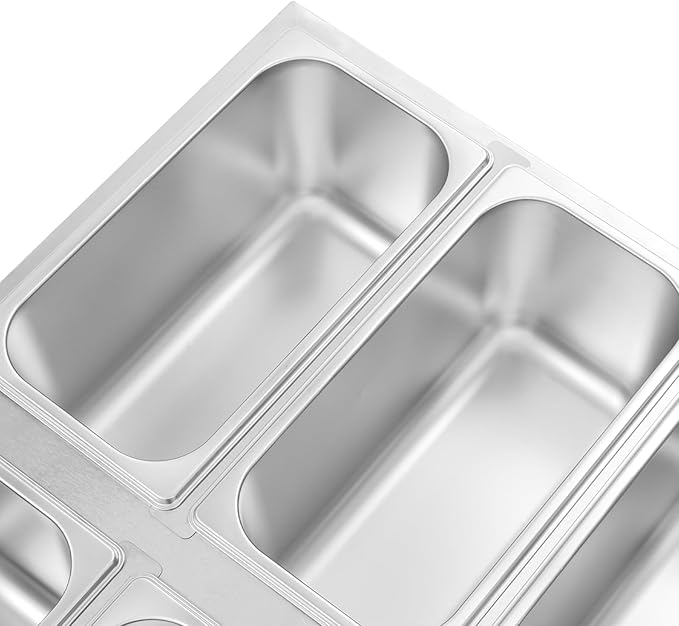 6-Pan Countertop Food Warmer Electric Steam Table for Buffet Commercial Stainless Steel Buffet Steam with 6 Stainless Steel Covers 110V 850W 6.7L Large Capacity (6 Pan/6.7L)