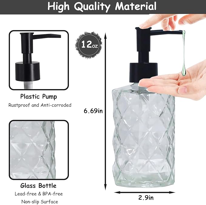 YYTSGG Crystal Clear Glass Soap Dispenser - Image 2