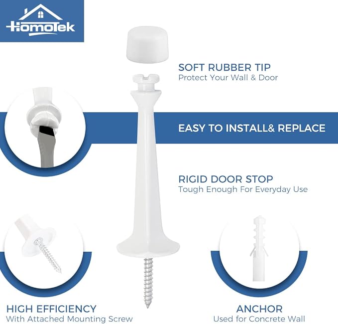 HOMOTEK 6 Pack Heavy Duty Solid Rigid Door Stop - Image 2