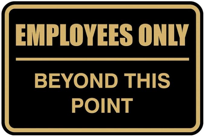 All Quality Classic Framed Employees Only Beyond This Point Wall or Door Sign | Easy to Install Business Signage - Medium (Black-Gold) 2 Pack