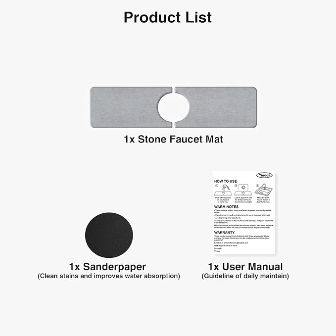 Premium Stone Faucet Mat for Kitchen Sink, 15.8" x 4" Light Gray | Quick Drying - Image 7