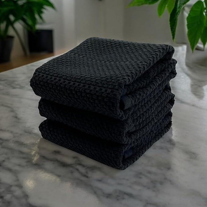 Black Kitchen Hand Dish Towels, 100% Cotton - Image 7