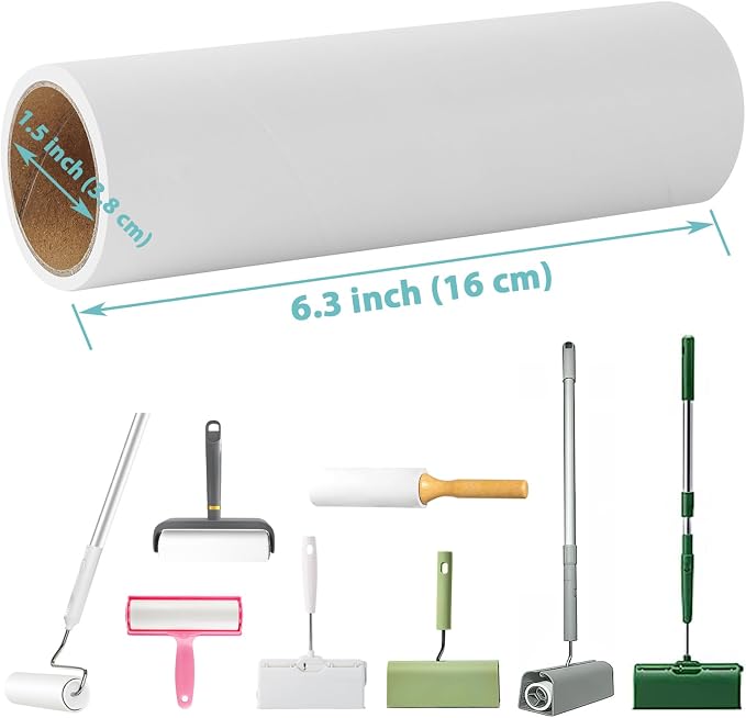 Lint Roller Refills 6.3 inch Great Value 10 Pack Extra Sticky Lint Remover - Image 2