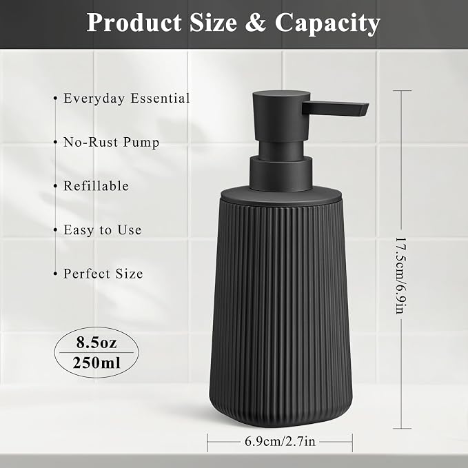 Black 2 Pack Hand Soap Dispensers Set | - Image 3