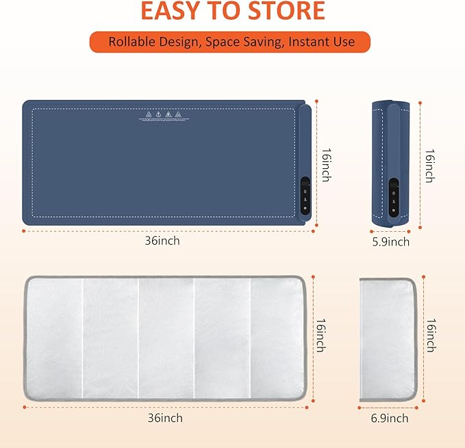 OcePor Warming Mat for Food,(XXL 36"x16") Electric Warming Tray,Extra Large Food Warmer Mat,Warming Pads for Food,Portable Heating Mat for Buffet,Parties,Buffets Party (Blue + Heat Insulation Pad)