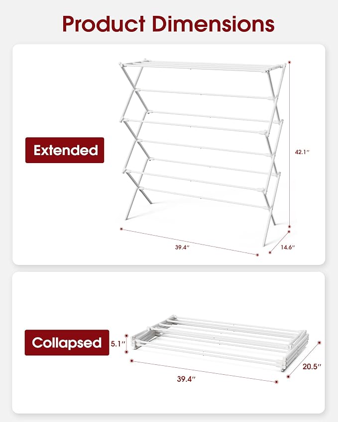 Sakugi Foldable 3-Tier Clothes Drying Rack 42.1" H - Image 3
