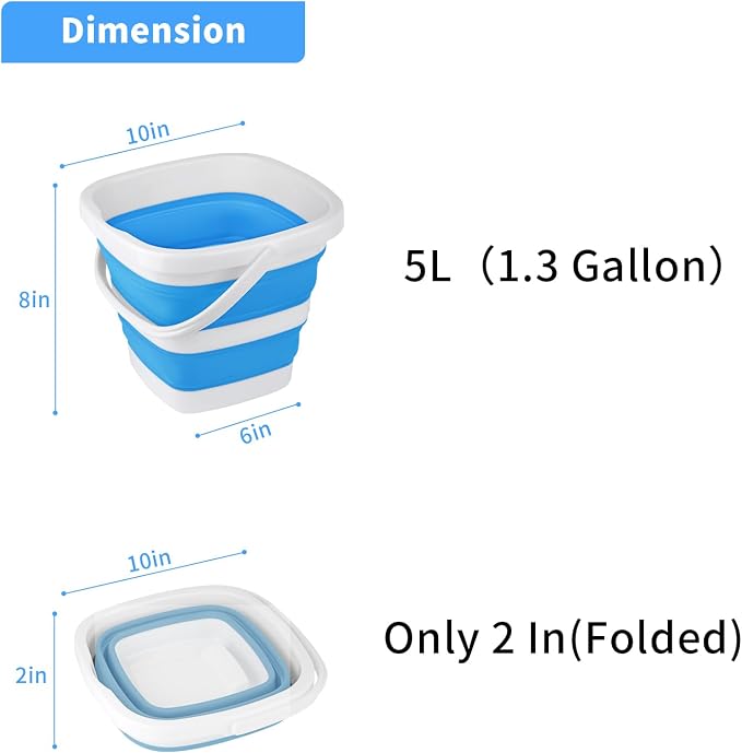 2 Pack Collapsible Buckets 5L 1.3Gallon Small Cleaning Bucket - Image 2