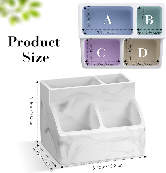 Luxspire Diatomite Toothbrush Holder, 4 Slots, Marble White | Fast Drying - Image 5