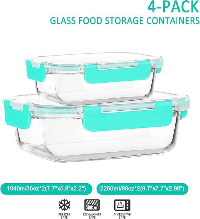 M MCIRCO 80 oz & 36 oz Extra Large Glass Food Storage Containers - Image 2