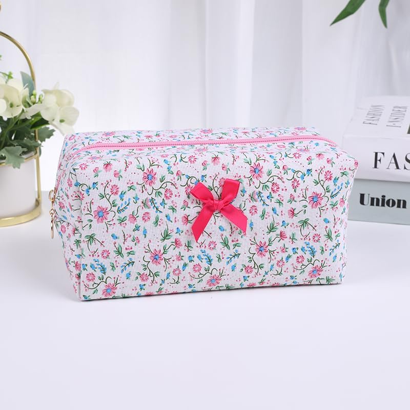 Large Pencil Case, Quilted Cotton Pencil Pouch, Cute Floral Pen Bag - Image 5