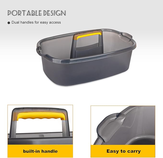 Large Cleaning Supplies Caddy Portable Shower Caddy Basket Clear Grey 2Pk - Image 4