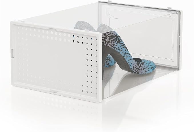 12 Pack Large Stackable Clear Plastic Shoe Storage Boxes Organizer - Image 9