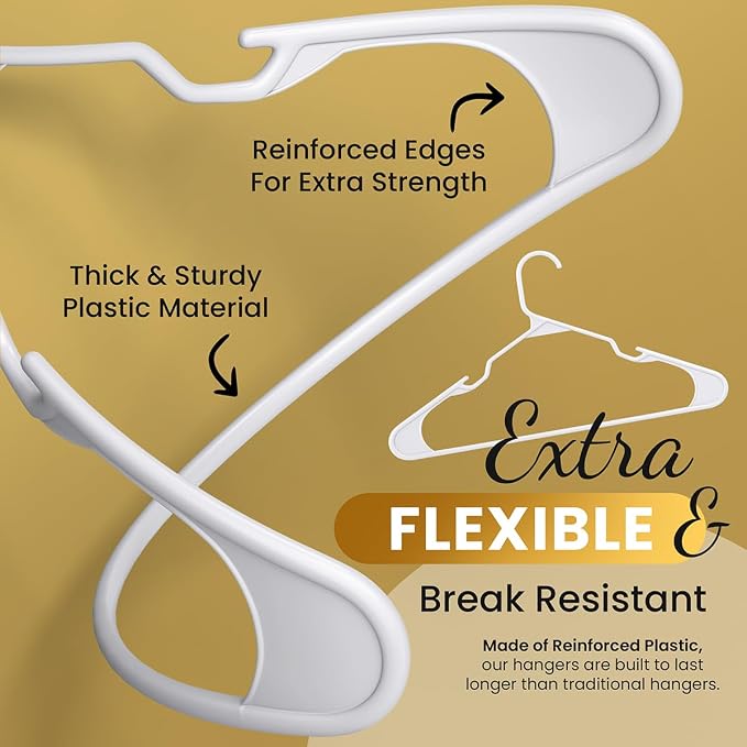 100 Pack Adult Plastic Hanger for Shirt Pants Coats Dresses Skirts Suits Jackets - Image 3