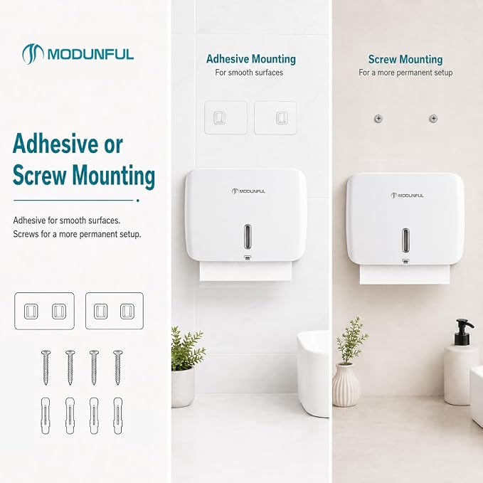 Paper Towel Dispenser Wall Mount: No Drill Adhesive Z-fold Multifold Paper - Image 3