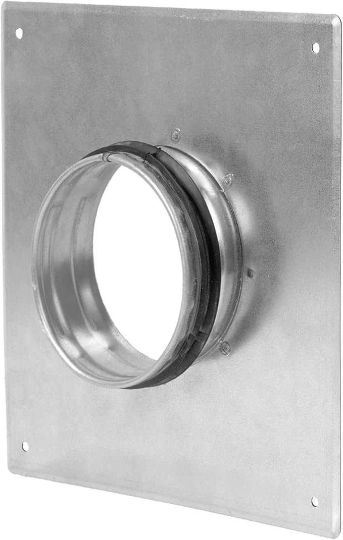 Duct Connector Flange - 4 Inch Ducting - Galvanized Steel with Rubber Gasket - Straight or Flex Pipe Flange for Heating, Cooling, Air Ventilation Systems