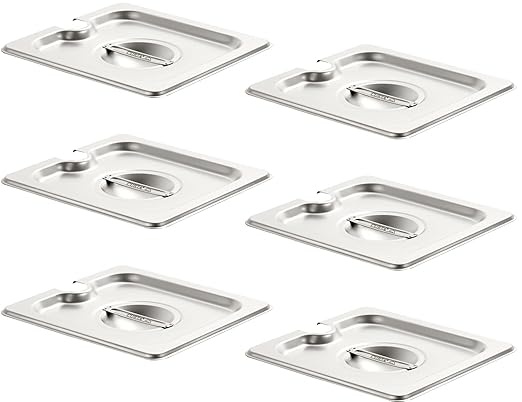 CURTA 6-Pack Slotted Steam Table Pan Lid with Handle, NSF Approved, Hotel & Catering Food Pan Cover