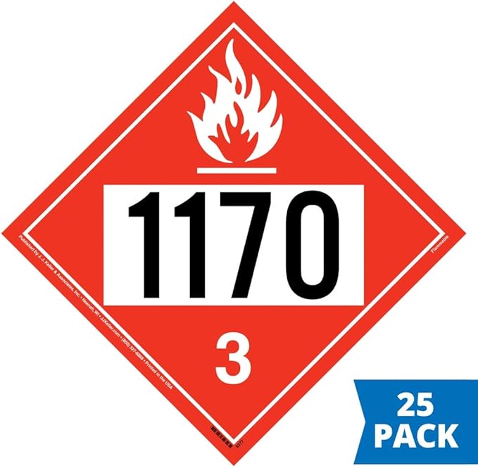 1170 Placard, Class 3 Flammable Liquid 25 Pack, 10.75" x 10.75" Polycoated Tagboard for Temporary Applications, DOT Hazmat Compliant, J. J. Keller & Associates, Inc.
