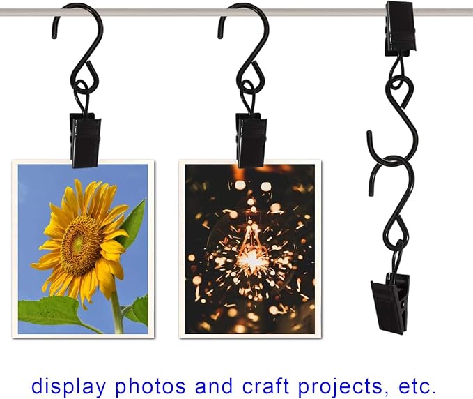 Stainless Steel S Hooks Curtain Clips, 50 Pack Hanging Party Lights Clips - Image 6