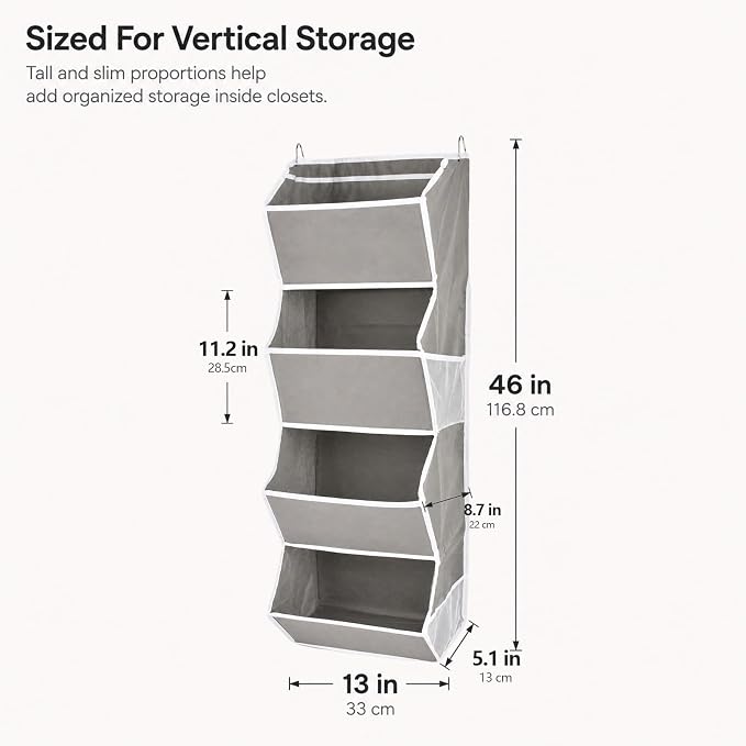 4-Shelf Hanging Closet Organizer and Storage, Fabric Storage Bins Bedroom - Image 2