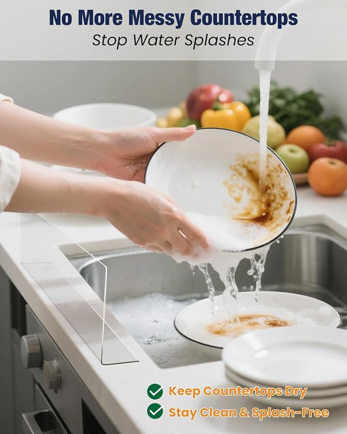 Acrylic Sink Splash Guard, Highly Transparent Fixed Splash Guard - Image 2