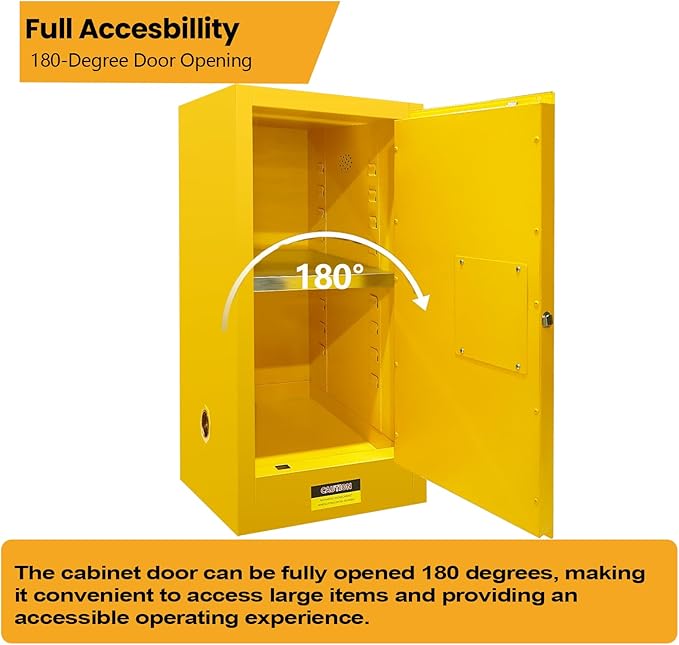 24 Gal Safety Storage Flammable Cabinet, Adjustable Shelf Galvanized Steel 3 Point Locker Flammable Storage Cabinet, for Commercial, Industrial and Lab