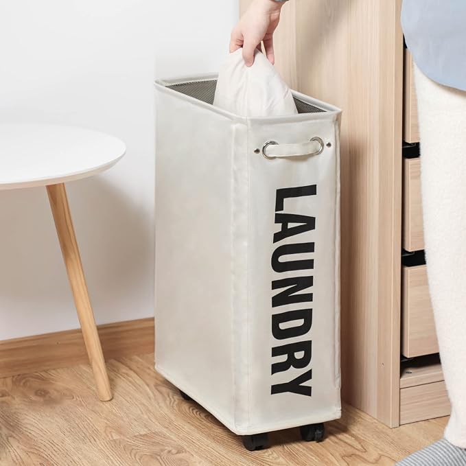 DOKEHOM 25" Slim Rolling Laundry Basket Hamper, Narrow on Wheels - Image 9