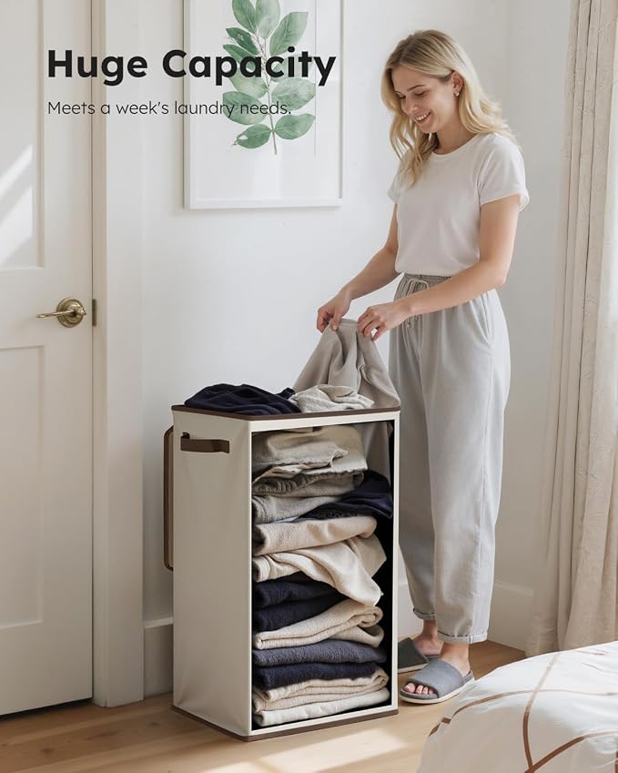 SOLEDI 90L Laundry Hamper with Lid, Large Collapsible Laundry Basket | Sturdy - Image 3