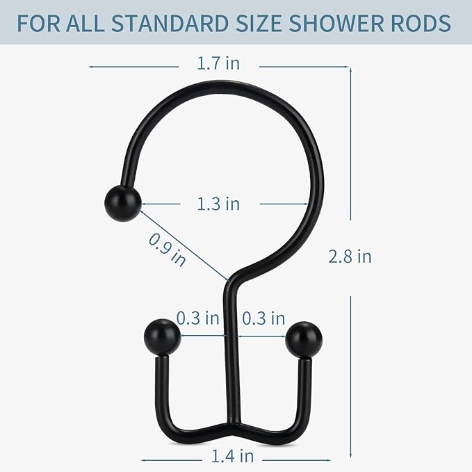 24 Pcs Shower Curtain Hooks, Goowin Shower Curtain Rings, Durable Black Shower - Image 5
