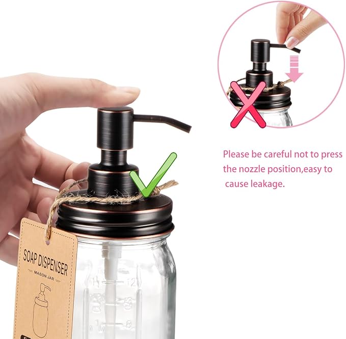 Amolliar Mason Jar Liquid Lotion Soap Dispenser, Oil Rubbed Bronze 2 Pack | - Image 6