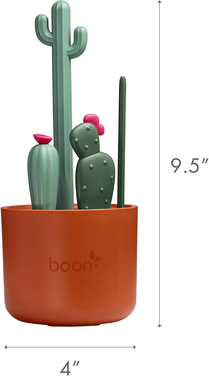 Boon Cacti Bottle Cleaning Brush Set, Terracotta, 4 Piece Set - Image 7
