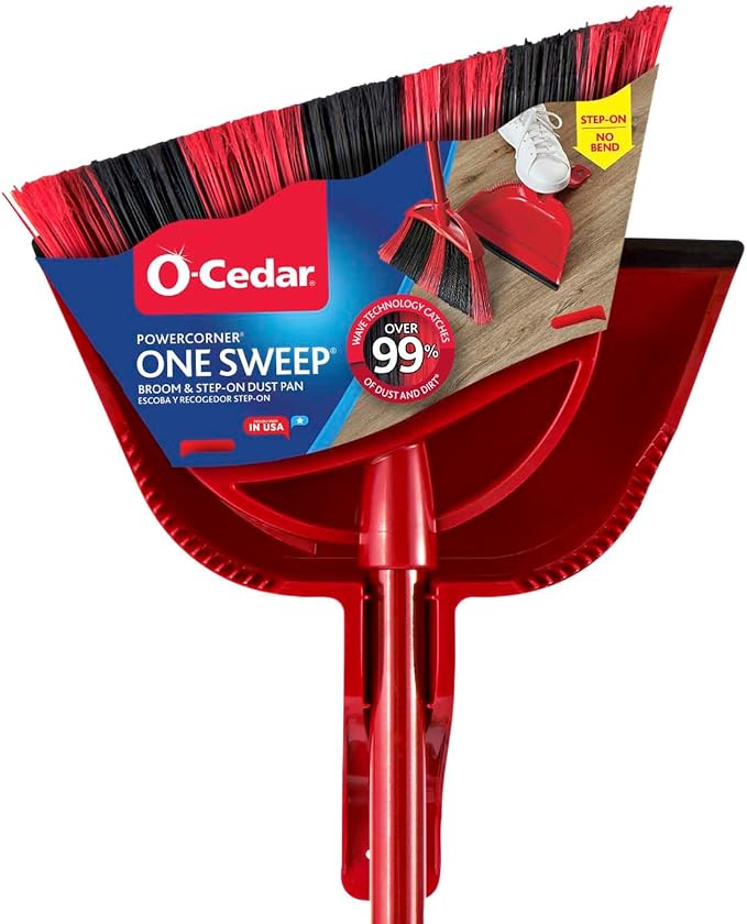 O-Cedar One Sweep Broom & Step-On Dustpan Set | Patented Wave Bristles Remove by Unknown