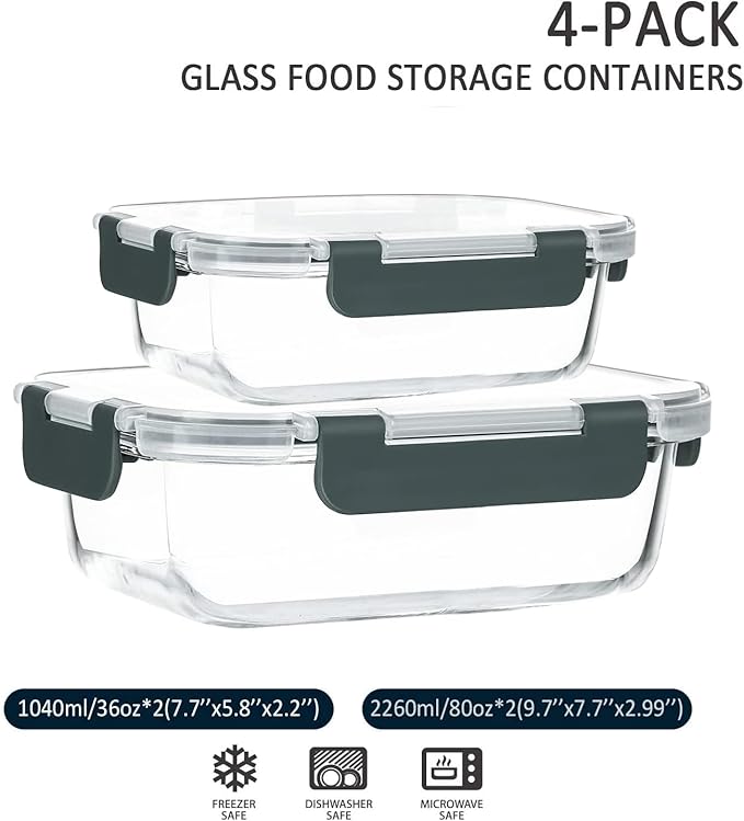 M MCIRCO 80 oz & 36 oz Extra Large Glass Food Storage Containers - Image 2