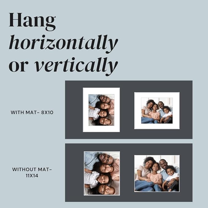 MANTELLO ESSENTIALS White Picture Frame 11x14-8x10 Matted Space or 11x14 No Mat Space- Pack of 3 Picture Frames 11x14