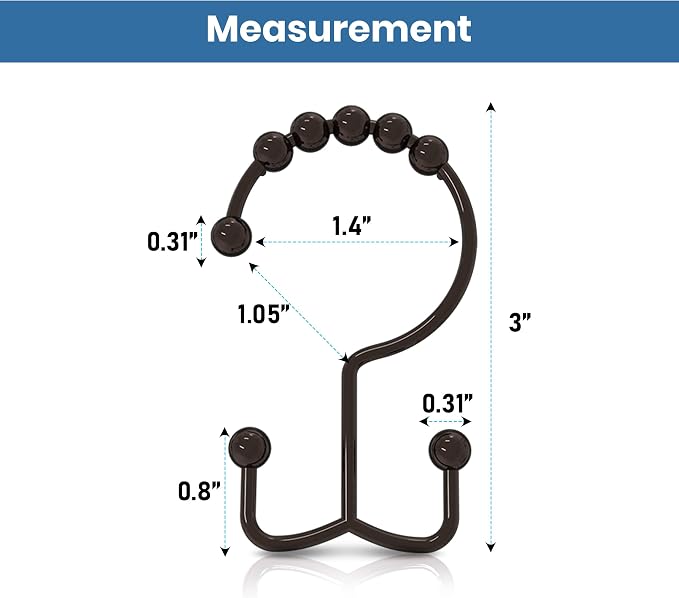 Utopia Bedding Double Glide Shower Curtain Hooks, 12 Pack, Bronze | Premium - Image 2
