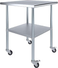 AmGood 30" Long x 30" Deep Stainless Steel Table with Casters