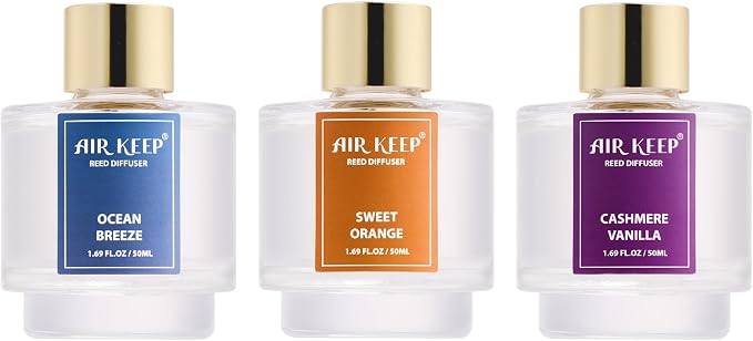 Reed Diffuser Set of 3, Ocean Breeze Sweet Orange Cashmere Vanilla Oil Reed - Image 8
