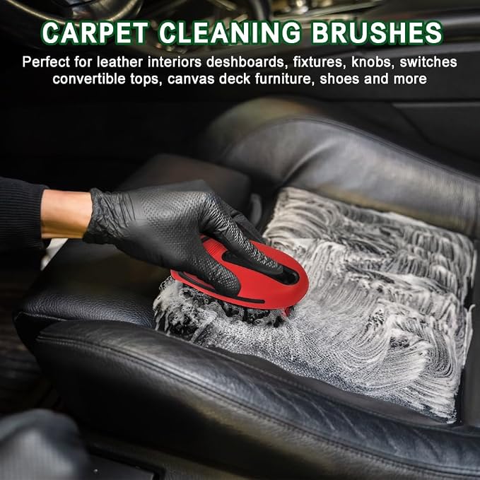 Carpet and Upholstery Cleaning Brush, Stiff Bristle Carpet Detailing Scrubber - Image 3