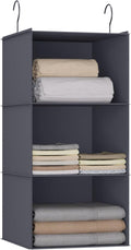 Hanging Closet Organizer 3-Shelf, Oxford Fabric Wardrobe Storage, Dark Gray | by DonYeco