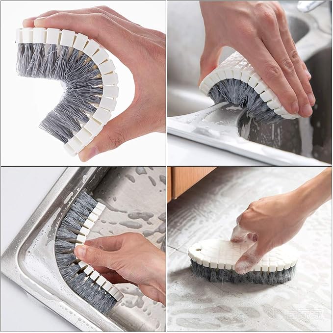 Dish Brush Set 4 Pack with Handle, Stiff Bristle Kitchen Scrub Brushes - Image 3